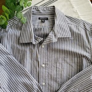 George | Gray Blue White Stripe Button Down